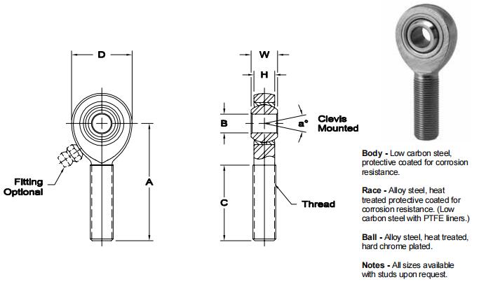 AURORAXM-4關節(jié)軸承圖紙
